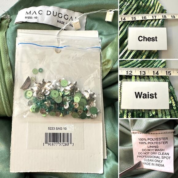 Mac Duggal Sage Green Floral Garden Sleeveless Deep V Beaded Gown 5223 Sz 10 NWT - Picture 10 of 10